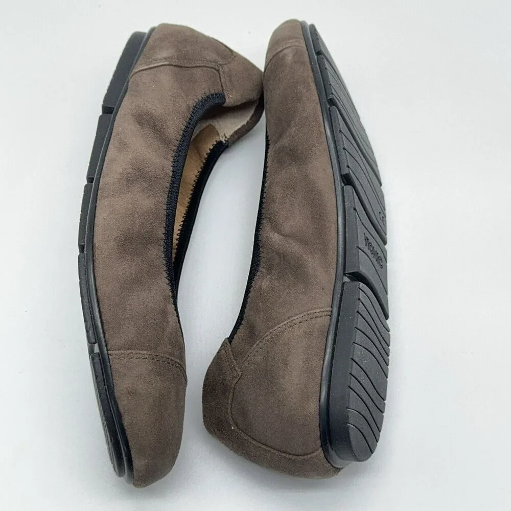 Vionic Orthotic Suede Ballet Flats Natalia Dark Taupe Black Trim Support Sz 9 - Picture 6 of 9